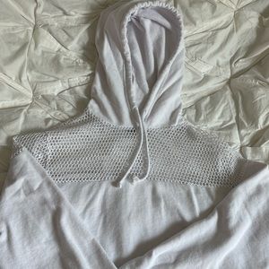 White Cropped Active Hoodie